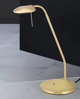 Stolní lampy kancelářské Orion Stolní lampa LED Cobra v matné mosazi