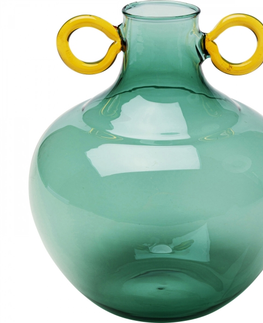 Skleněné vázy KARE Design Skleněná váza Amore Handle - modrá, 16cm