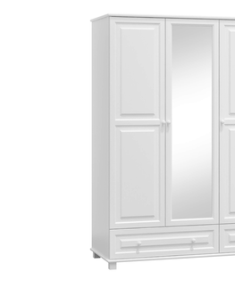 Šatní skříně Skříň 3D BHAGIRA 5, šíře 120 cm, masiv borovice, moření: bílé