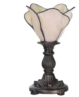 Stolní lampy Clayre&Eef Stolní lampa 5LL-6099N, krémová, ve stylu Tiffany