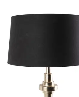 Stolni lampy Stolní lampa ve stylu art deco černá s odstínem bavlny černá 45 cm - Diverso