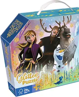 Hračky puzzle TREFL - Puzzle 70 glitter v kufříku - Disney Frozen