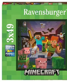 Hračky puzzle RAVENSBURGER - Minecraft Biomes 3x49 dílků