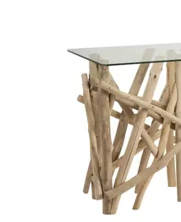 Konferenční stolky Konzolový dřevěný stůl se skleněnou deskou Branch - 96*47*77cm J-Line by Jolipa 91357