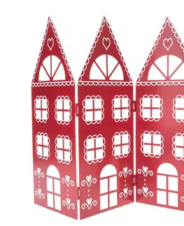 Vánoční dekorace Vánoční kovová dekorace Three houses červená, 68 x 39 x 2,5 cm