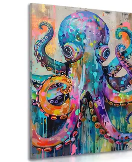 Obrazy mořští živočichové Obraz chobotnice s imitací malby