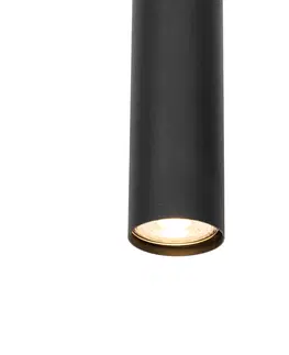 Zavesna svitidla Moderní závěsná lampa černá s dřevěnými 5-ti světly - Jeana