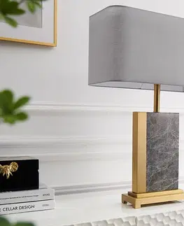 Luxusní a designové stolní lampy Estila Stolní lampa Miracul v glamour stylu s podstavou z mramoru šedé barvy a kovu ve zlaté barvě 65 cm
