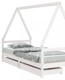 Dětské pokoje Dětská postel se zásuvkami bílá 90x190 cm masivní borové dřevo