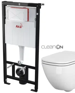 WC sedátka ALCADRAIN Sádromodul předstěnový instalační systém bez tlačítka + WC CERSANIT CLEANON CASPIA + SEDÁTKO AM101/1120 X CP1