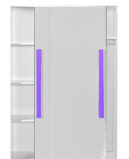 Šatní skříně Šatní skříň s posuv. dveřmi BLOURT, bílý lesk/fialová