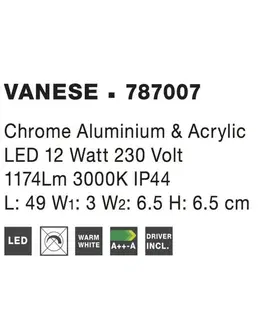 Přisazená nábytková svítidla NOVA LUCE nástěnné svítidlo nad zrcadlo VANESE chromovaný hliník a akryl LED 12W 3000K IP44 787007
