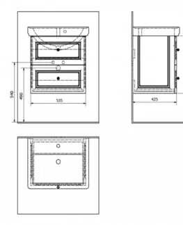 Koupelnový nábytek SAPHO VIOLETA umyvadlová skříňka 53,5x52x42,5cm, bílá pololesk VI060-3131