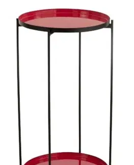 Konferenční stolky Červený kovový odkládací stolek Cerise - 32*8*60 cm J-Line by Jolipa 2973