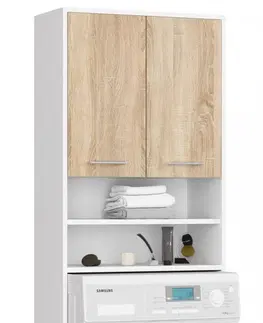 Koupelnový nábytek Ak furniture Koupelnová skříňka nad pračku Fin bílá/sonoma