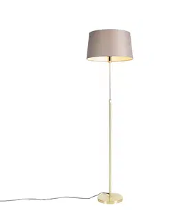 Stojaci lampy Stojací lampa zlatá / mosazná s odstínem lnu taupe 45 cm - Parte