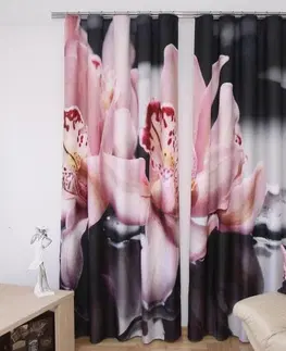 Luxusní hotové závěsy s potiskem 3D Závěs - růžový květ