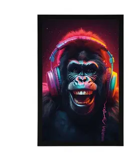 Párty zvířata se sluchátky Plakát gorila se sluchátky