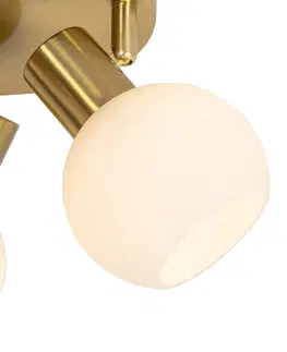 Bodova svetla Stropní bodové svítidlo zlaté s opálovým sklem 3-světlo nastavitelné - Anouk