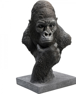 Sošky exotických zvířat KARE Design Soška Gorila dumající - černá, 39cm