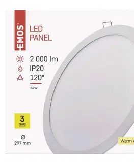 Bodovky do podhledu na 230V EMOS LED panel 297mm, kruhový vestavný bílý, 24W teplá bílá 1540112410