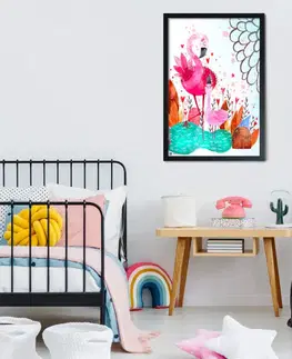 Obrazy do dětského pokoje Růžoví plameňáci – obraz na zeď
