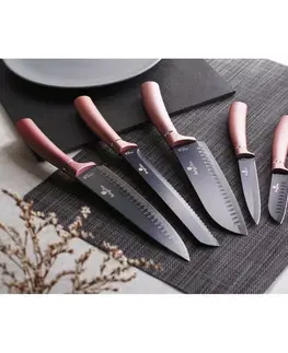 Kuchyňské nože Berlinger Haus Sada nožů s nepřilnavým povrchem + prkénko 6 ks I-Rose Edition