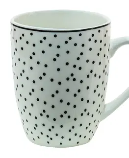 Hrnky a šálky Porcelánový hrnek s černými puntíky Black Dot - 12*8*10 cm / 350 ml Clayre & Eef SDMU