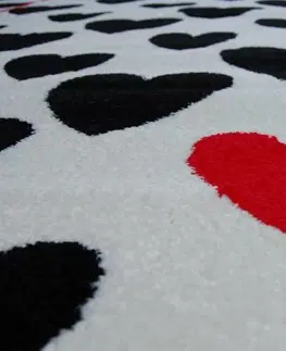 Koberce a koberečky Dywany Lusczow Kusový koberec SKETCH SEAN bílý / černý - srdce, velikost 140x190