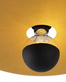 Stropni svitidla Stropní svítidlo černé ploché stínítko žluté 45 cm - Combi