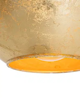 Stolni lampy Designová stolní lampa černá se zlatým sklem - Bert