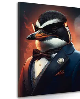 Obrazy zvířecí gangsteři Obraz zvířecí gangster tučňák