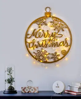 Nástěnné dekorace Kovová nástěnná dekorace MERRY CHRISTMAS s led osvětlením 66 cm