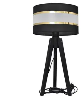 Lampy  Stolní lampa HELEN 1xE27/60W/230V černá/zlatá/borovice 
