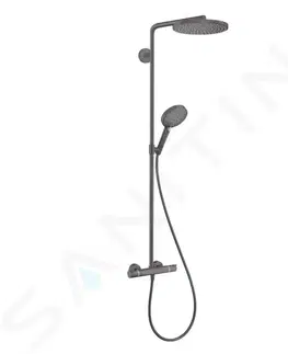 Sprchy a sprchové panely HANSGROHE Raindance Select S Sprchový set Showerpipe s termostatem, 3 proudy, kartáčovaný černý chrom 27633340