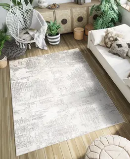 Moderní koberce Krémový designový koberec se světle šedým vzorem
