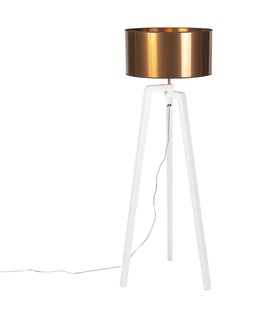 Stojaci lampy Designová stojací lampa bílá s měděným stínidlem 50 cm - Puros