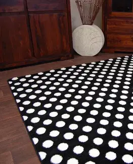 Koberce a koberečky Dywany Lusczow Kusový koberec SKETCH JAMIE bílý / černý - tečky, velikost 140x190