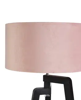 Stojaci lampy Stojací lampa stativ černá s růžovým odstínem a zlatem 50 cm - Puros