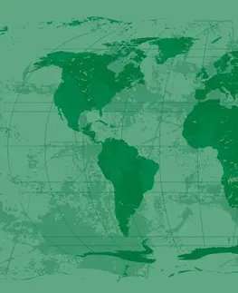 Samolepící tapety Samolepící tapeta rustikální mapa světa v zelené barvě