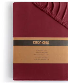 Prostěradla Bavlněné jersey prostěradlo s gumou DecoKing Nephrite tmavě červené, velikost 140-160x200+30