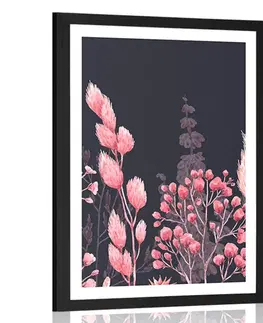Květiny Plakát s paspartou variace trávy v růžové barvě