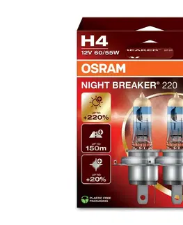 Autožárovky OSRAM H4 12V 60/55W P43t NIGHT BREAKER 220 +220% 2ks 64193NB220-2HB
