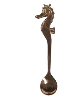 Příbory Lžička s mořským koníkem - bronzová - 3*13 cm Clayre & Eef 64448RG
