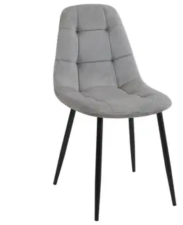 Židle Ak furniture Sametová čalouněná prošívaná židle Deta šedá