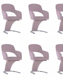 Židle Jídelní židle 6 ks samet / chrom Dekorhome Černá