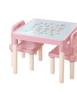 Dětské stoly a židle Dětský set BALTO 1+2 Tempo Kondela Světle růžová