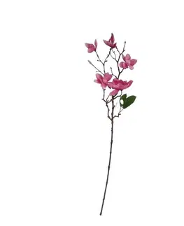 Květiny Umělá větvička Magnolie tmavě růžová, 64 cm