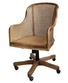 Jídelní stoly Antik dřevěná židle s výpletem a opěrkami na kolečkách Old French chair - 62*62*92 cm  Chic Antique 41065500