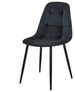 Židle Ak furniture Sametová čalouněná prošívaná židle Deta černá